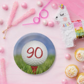 Golfball 90. Geburtstag Pappteller (Party)
