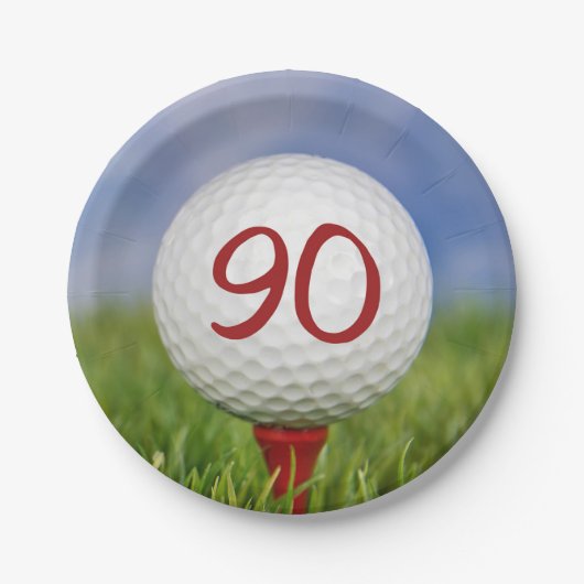 Golfball 90. Geburtstag Pappteller (Vorderseite)