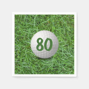 Golfball am 80. Geburtstag auf Grass Napkins Serviette