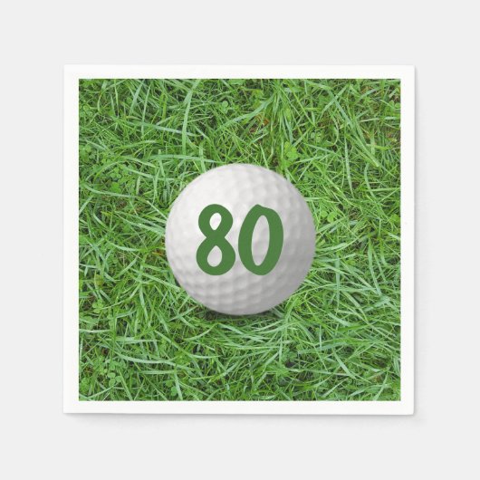Golfball am 80. Geburtstag auf Grass Napkins Serviette (Vorderseite)