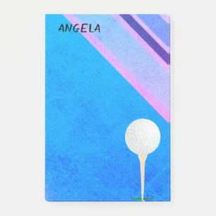 Golfball auf blau für Golfer Post-it Klebezettel