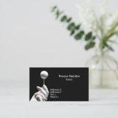 Golfball auf Button neben dem schwarzen Hintergrun Visitenkarte (Stehend Vorderseite)