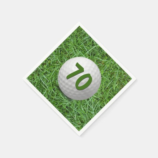 Golfball auf Gras, 70. Geburtstag Serviette (Ecke)