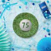 Golfball auf Gras, 75. Geburtstag Pappteller (Party)