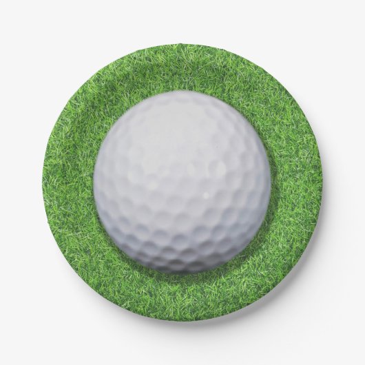 Golfball auf Gras Pappteller (Vorderseite)