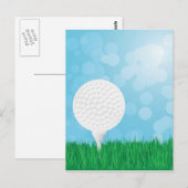 Golfball auf Gras Postkarte (Vorne/Hinten)