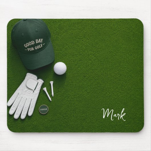 Golfball auf Grün bereit zum Abschlag Mousepad (Vorne)