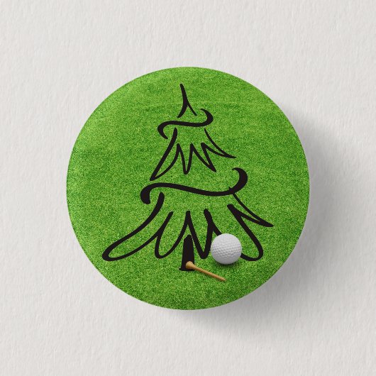 Golfball auf Grün für Weihnachten Party Button (Vorderseite)