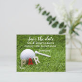 Golfball auf Grün Save the Date für Golfer Ankündigungspostkarte (Stehend Vorderseite)