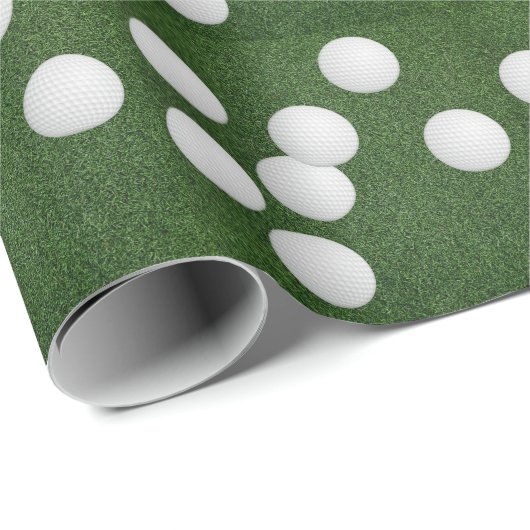 Golfball auf grünem Gras Geschenkpapier (Rolleneckpunkt)