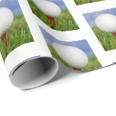 Golfball auf rotem Tee Geschenkpapier (Rolleneckpunkt)