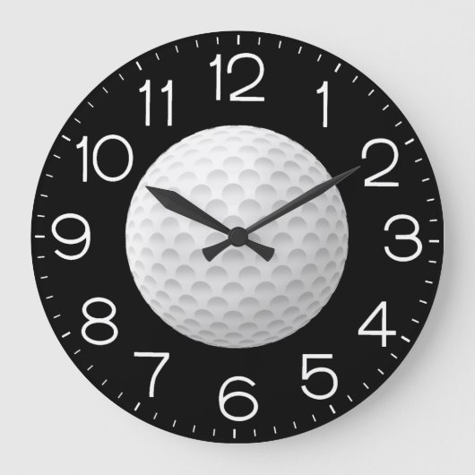 Golfball auf schwarz große wanduhr (Vorderseite)