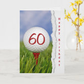 Golfball auf T-Stück für 60. Geburtstag Karte (Gelbe Blume)