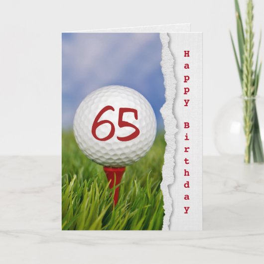 Golfball auf T-Stück für 65. Geburtstag Karte (Vorderseite)