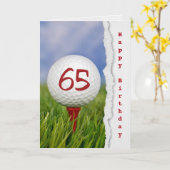 Golfball auf T-Stück für 65. Geburtstag Karte (Gelbe Blume)