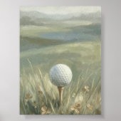 Golfball auf Tee Landschaftswandkunst Poster (Vorne)