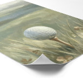 Golfball auf Tee-Landschaftswandkunst Poster (Ecke)