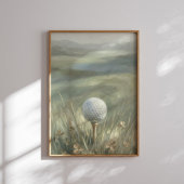 Golfball auf Tee-Landschaftswandkunst Poster