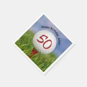 Golfball auf Tee zum 50. Geburtstag Serviette (Ecke)
