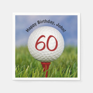 Golfball auf Tee zum 60. Geburtstag Serviette