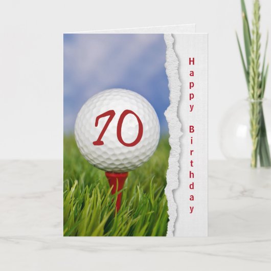 Golfball auf Tee zum 70. Geburtstag Karte (Vorderseite)