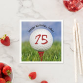 Golfball auf Tee zum 75. Geburtstag Serviette (Beispiel)