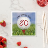 Golfball auf Tee zum 80. Geburtstag Serviette (Beispiel)