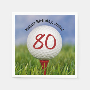 Golfball auf Tee zum 80. Geburtstag Serviette