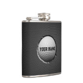 Golfball betten dunklen Metallhintergrund ein Flachmann (Rechts)