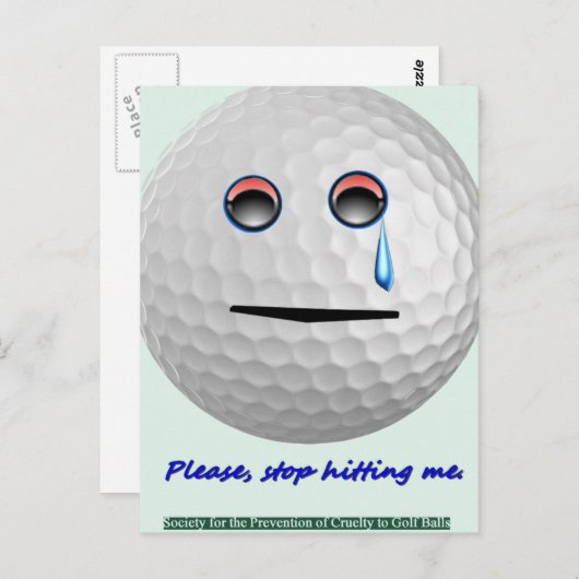Golfball - Bitte hör auf, mich zu treffen. Postkarte (Vorne/Hinten)