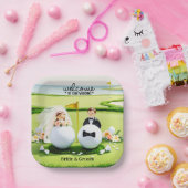 Golfball Bride & Groom Willkommen bei unserer Hoch Pappteller (Party)