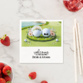 Golfball Bride & Groom Willkommen bei unserer Hoch Serviette (Beispiel)
