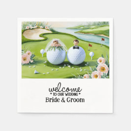 Golfball Bride & Groom Willkommen bei unserer Hoch Serviette
