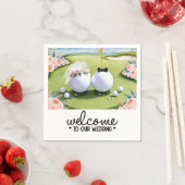 Golfball Bride & Groom Willkommen bei unserer Hoch Serviette (Beispiel)
