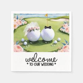 Golfball Bride & Groom Willkommen bei unserer Hoch Serviette