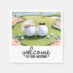 Golfball Bride & Groom Willkommen bei unserer Hoch Serviette