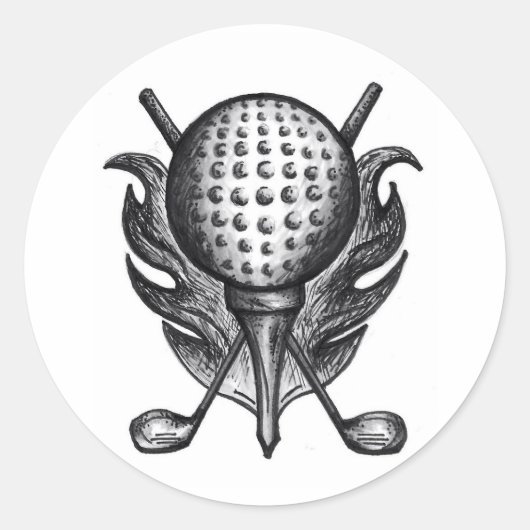 Golfball Clubs und T-Shirt Golfing Golfer Stickers (Vorderseite)