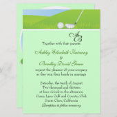 Golfball, der grüne Monogramm-Hochzeit Golf spielt Einladung (Vorne/Hinten)