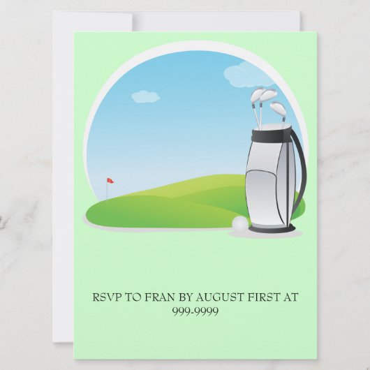 Golfball, der grüne Monogramm-Hochzeit Golf spielt Einladung (Rückseite)