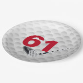 Golfball-Design 61. Geburtstag Pappteller (Schrägansicht)