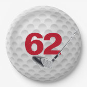 Golfball-Design 62. Geburtstag Pappteller (Vorderseite)