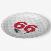 Golfball-Design 66. Geburtstag Pappteller (Schrägansicht)