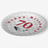 Golfball-Designpapier-Platte zum 70. Geburtstag Pappteller (Schrägansicht)