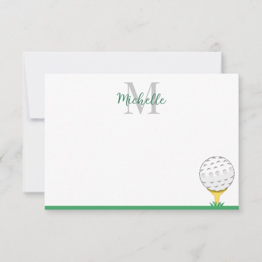 Golfball-Einzelmonogramm einfach  Mitteilungskarte (Vorderseite)