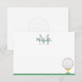 Golfball-Einzelmonogramm einfach  Mitteilungskarte (Vorne/Hinten)