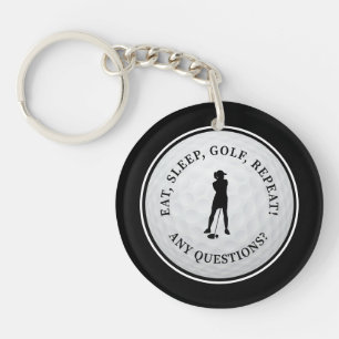 Golfball-Golferin-modernes Monogramm Süß Schwarz S Schlüsselanhänger