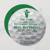 Golfball Green Golf 40. Geburtstag Party Einladung (Vorne/Hinten)