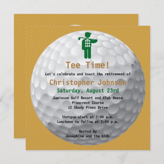 Golfball-grüne Golf-Ruhestands-Party Einladung (Vorne/Hinten)