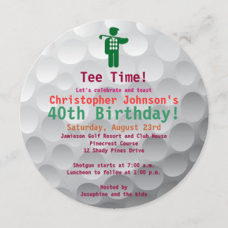 Golfball-grünes Golf-40. Geburtstags-Party Einladung