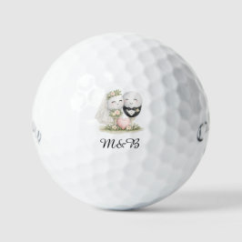 Golfball-Hochzeit Braut und Bräutigam Design Golfball